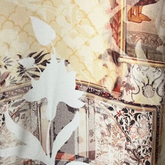 Silk Tunic Artisan Mughal Print Stone & brass buttons Size Large L by SAPPHIRE - Picture 10 of 13